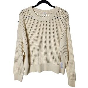 Old Navy XL Cream Open Knit Pullover Sweater Long Sleeve‎ Knitwear Top NWT